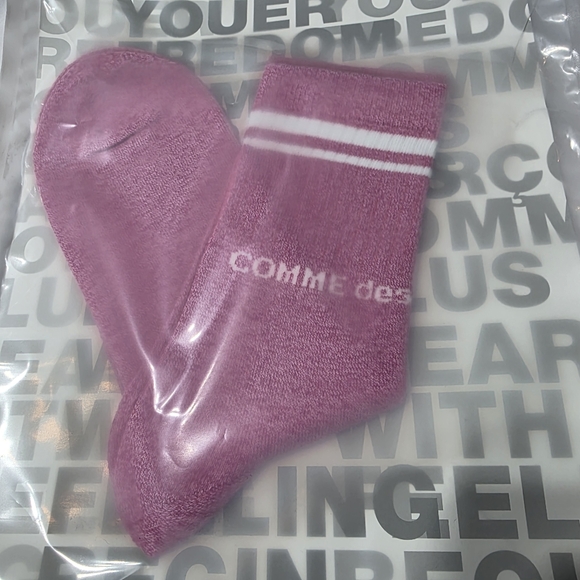 COMME DES GARCONS HOMME PLUS Logo Socks In Heather Pink Sz L - Picture 2 of 4